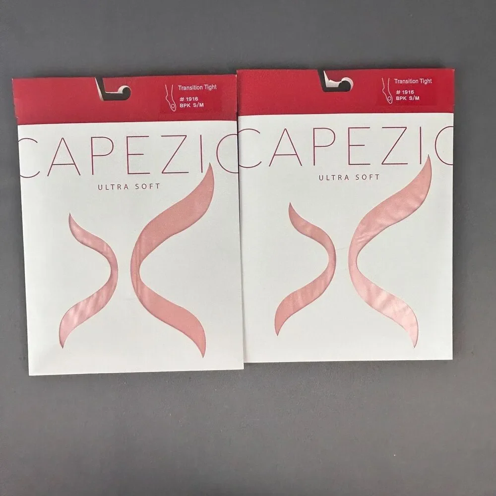 2 Pairs of Capezio Ultra Soft Transition Tights 1916 Ballet Pink S/M New